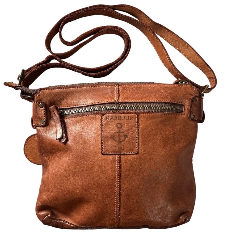 New Harbour 2nd Brown Leather Clutch Purse / Belt Bag Crossbody w/ Woven Front - Picture 2 of 16